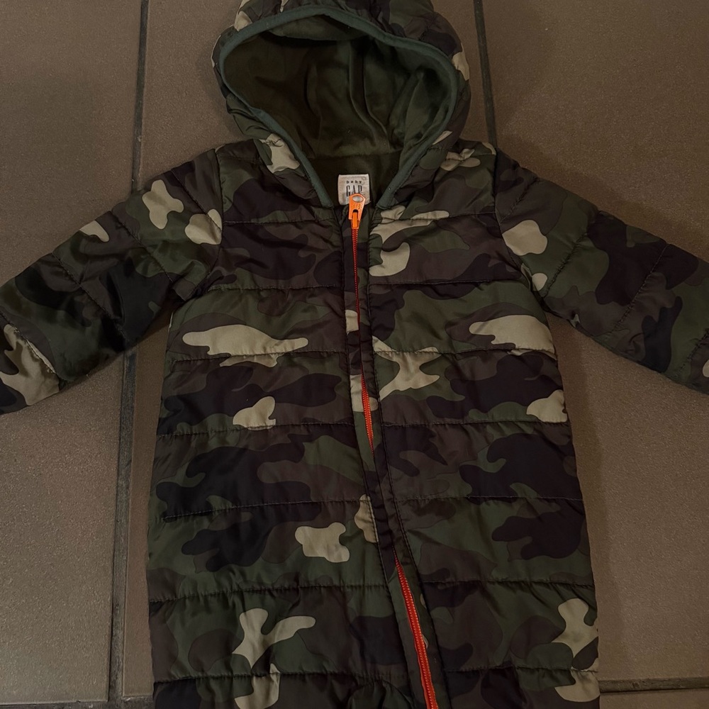 Baby Gap Camouflage Snowsuit with Orange Zipper